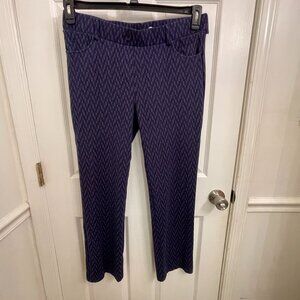 Betabrand Classic Dress Pant Yoga Pants Blue Geometric Pattern Comfort size XL